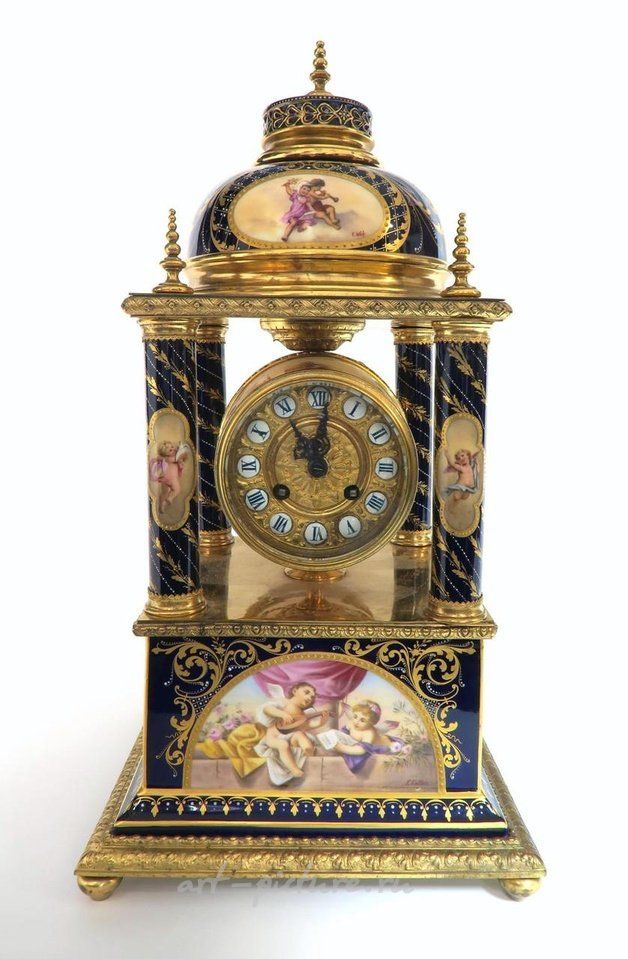 Royal Vienna , Антикварные венские часы XIX века из фарфора и бронзы