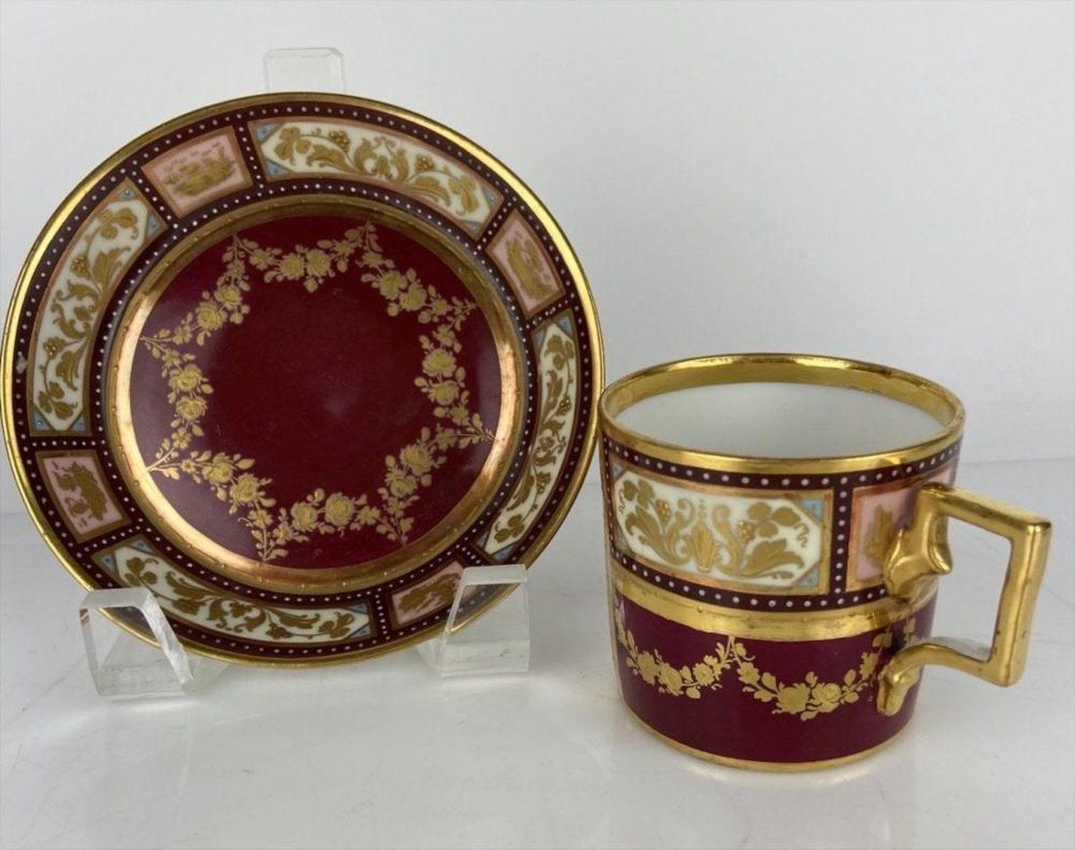 Royal Vienna Porcelain , 19TH C. ROYAL VIENNA CUP AND SAUCER