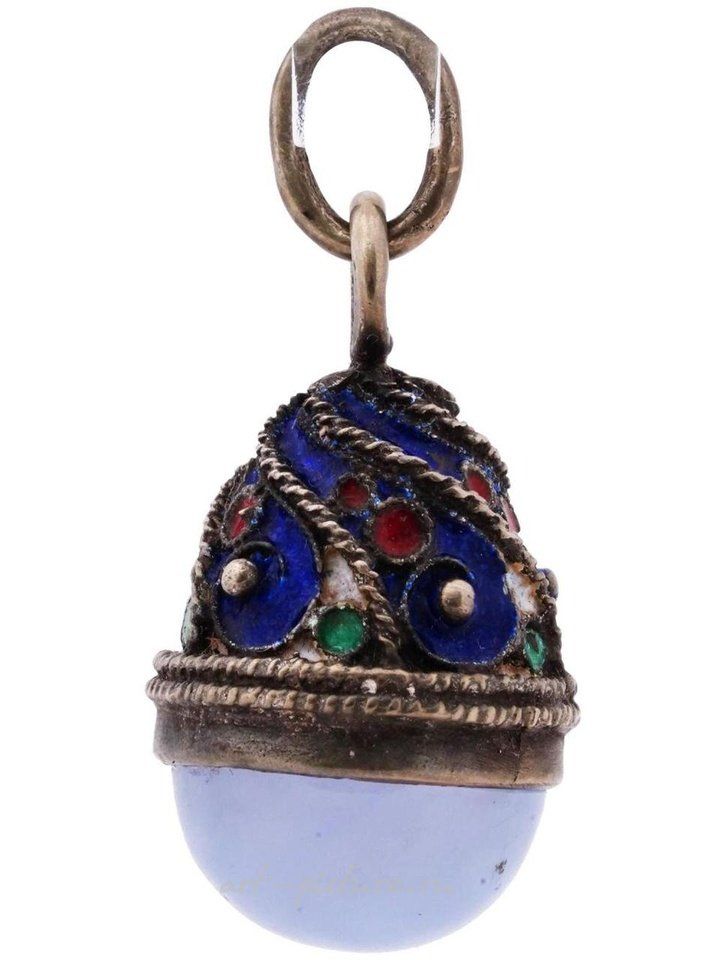 Russian silver , RUSSIAN GILT SILVER CLOISONNE ENAMEL EGG PENDANT