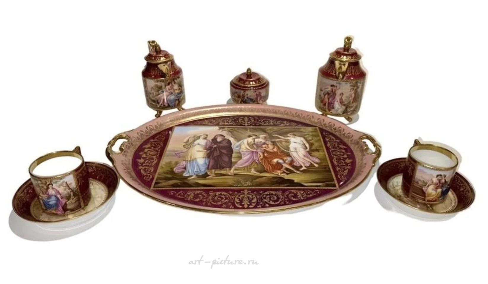 Royal Vienna Porcelain , 19TH C. ROYAL VIENNA TÃTE-Ã-TÃTE TEA SET