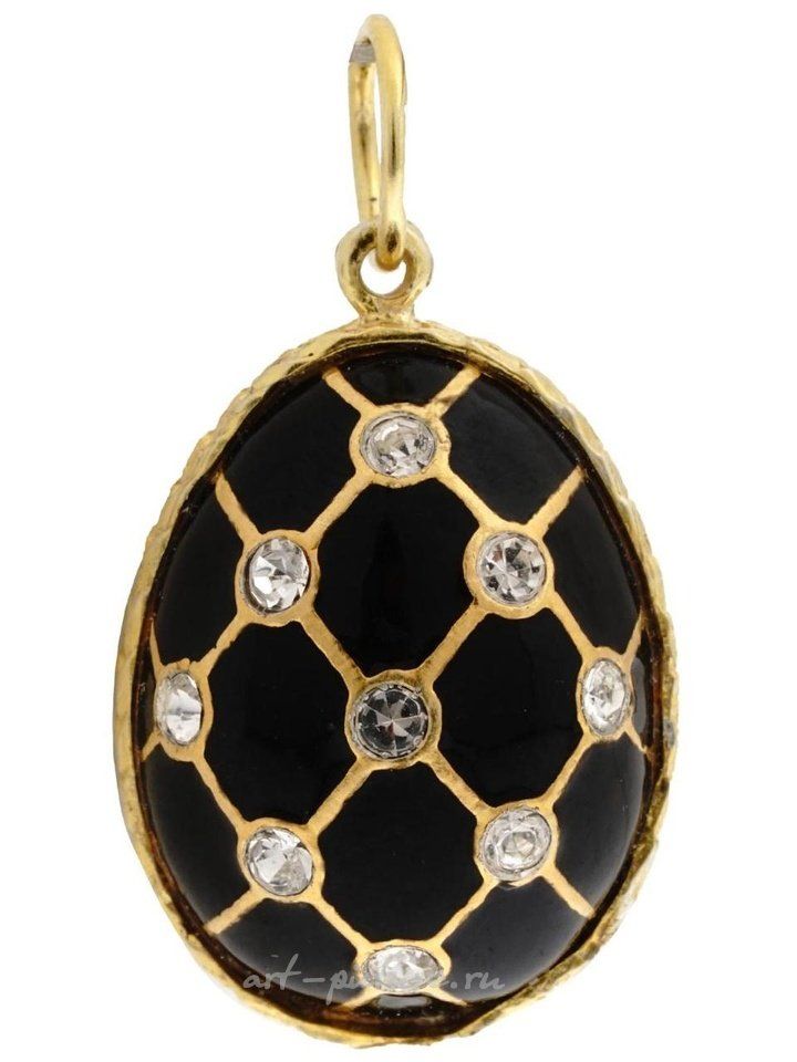 Russian silver , RUSSIAN 84 GILT SILVER DIAMOND ENAMEL EGG PENDANT