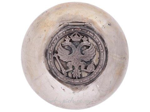 Russian silver, RUSSIAN SILVER IMPERIAL EAGLE LIDDED PILL BOX