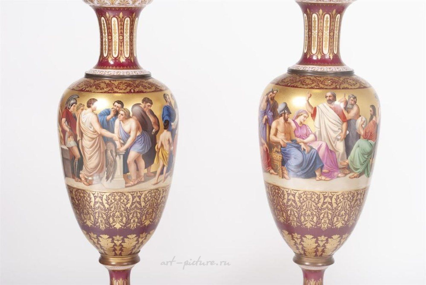 Royal Vienna Porcelain , PAIR OF MONUMENTAL TERRACOTTA URNS