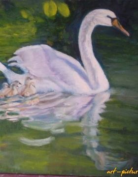 Family Swan oil, canvas