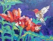 Hummingbird canvas on cardboard oil