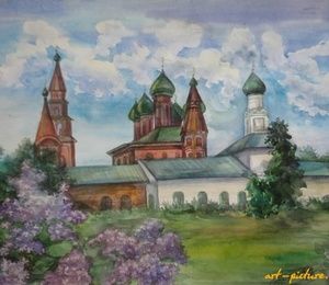 The Church of Nikolaa is wet.Yaroslavl.Watercolor, paper