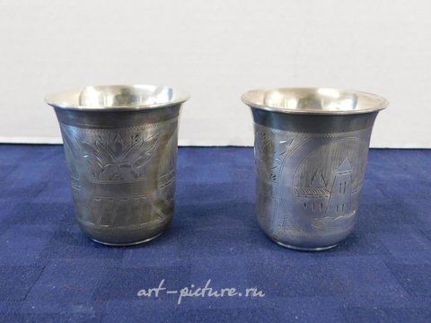 Russian silver, 4 Russian Silver Kiddush Cups
