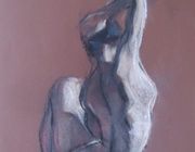 Sedentary model from the back of a pastel, paper