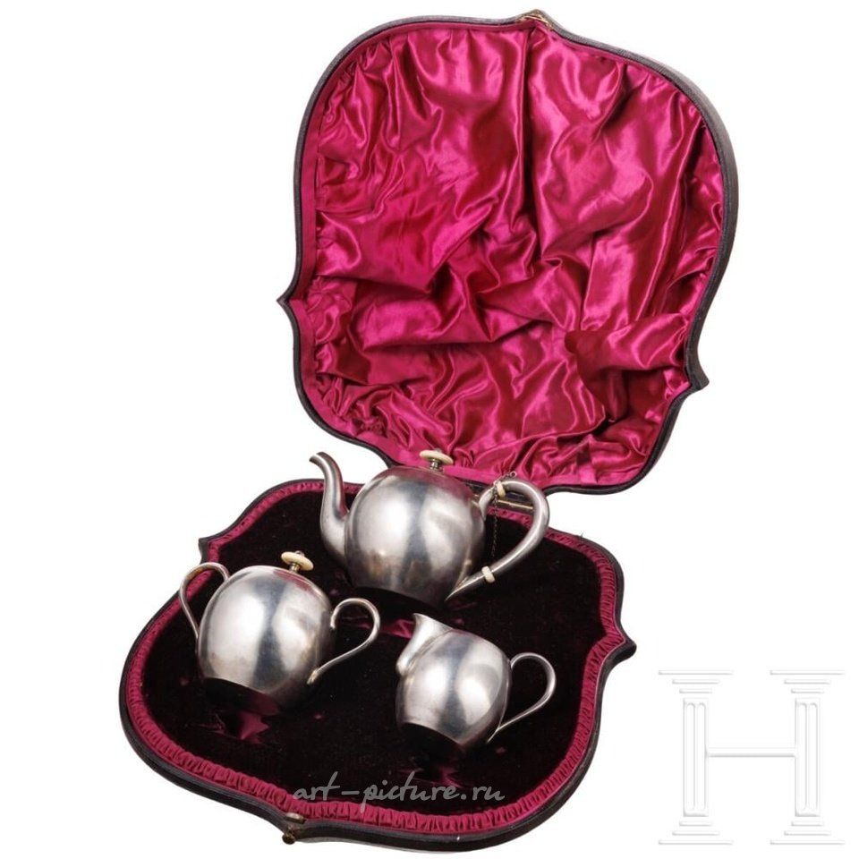 Русское серебро , Русский серебряный чайный набор из трех предметов, Санкт-Петербург
