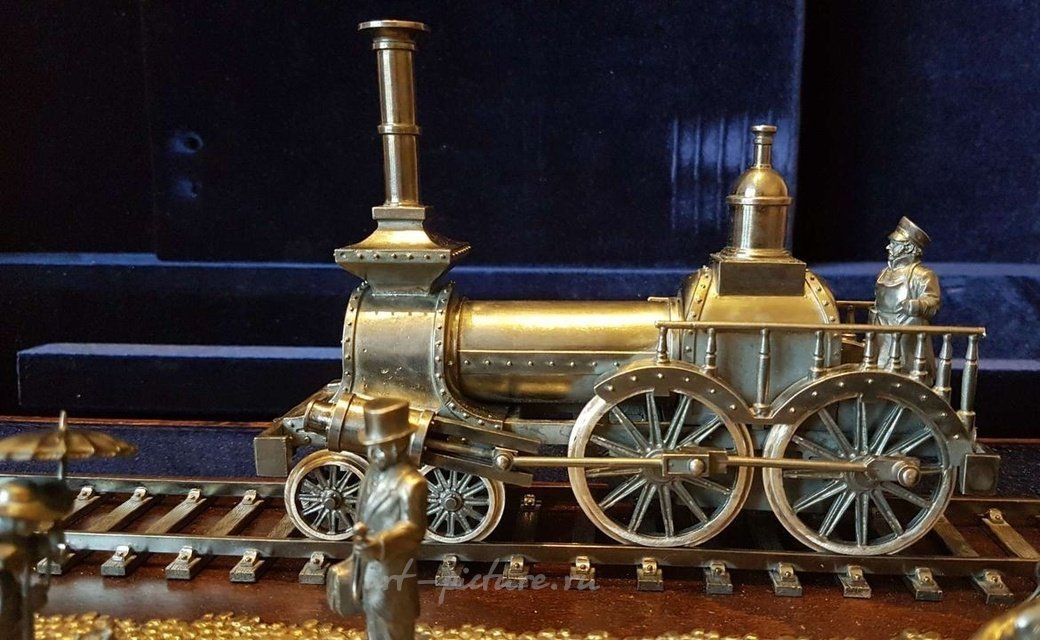 Ювелирная скульптурная композиция Николаевская железная дорога, серебро