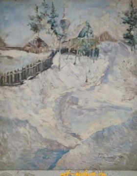 купить Зима,Церковь в Бирюсинске Холст,масло 