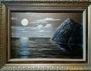 Moon over the sea canvas, acrylic