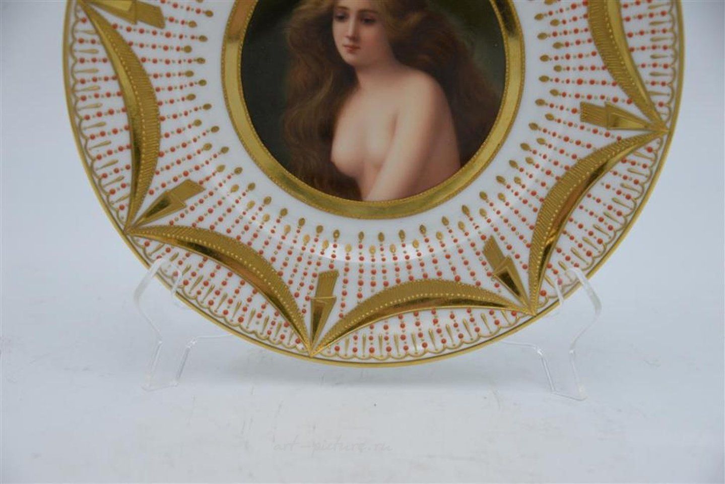 Royal Vienna Porcelain , Wagner Royal Vienna Portrait Plate, "Fruhling", partially cl...