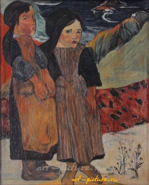 Бретонские девочки (копия картины Поля Гогена) холст, масло 