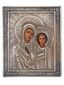 Антикварная русская икона Богородицы Казанской в окладе