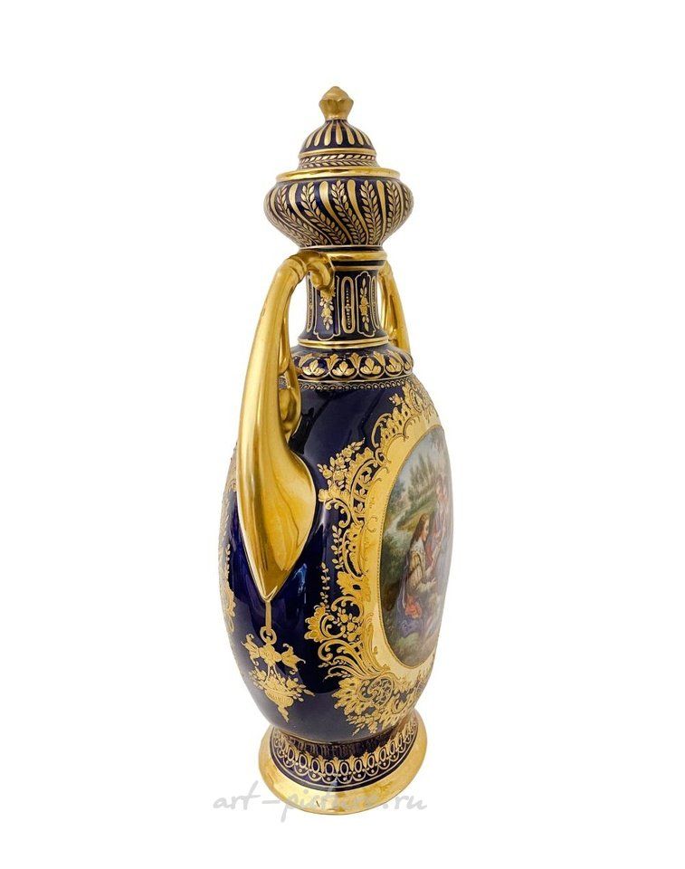 Royal Vienna Porcelain , A Royal Vienna Hand-Painted Porcelain Lidded Urn