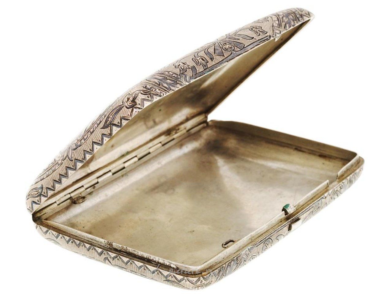 Russian silver , ANTIQUE RUSSIAN GILT SILVER NIELLO CIGARETTE CASE