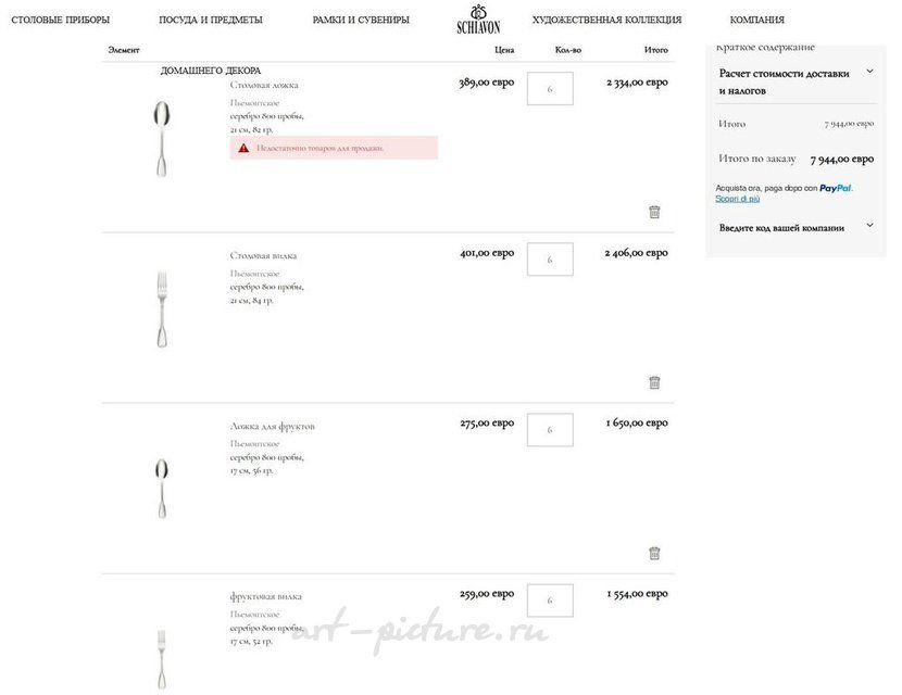 Пьемонтский Piemontese набор столовых приборов от Schiavon