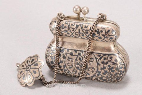 Russian silver, Russian Silver Niello Purse.