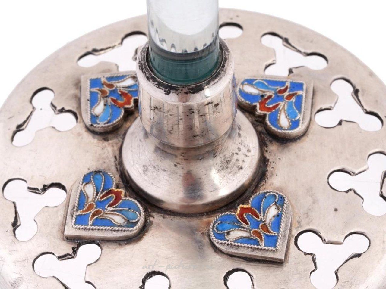 Русское серебро , Редкая русская подставка из серебра, стекла