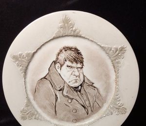 Decorative plate series: "Familiar Faces" ... Gogol types of Boklevsky on the decorative porcelain of the Gardner factory