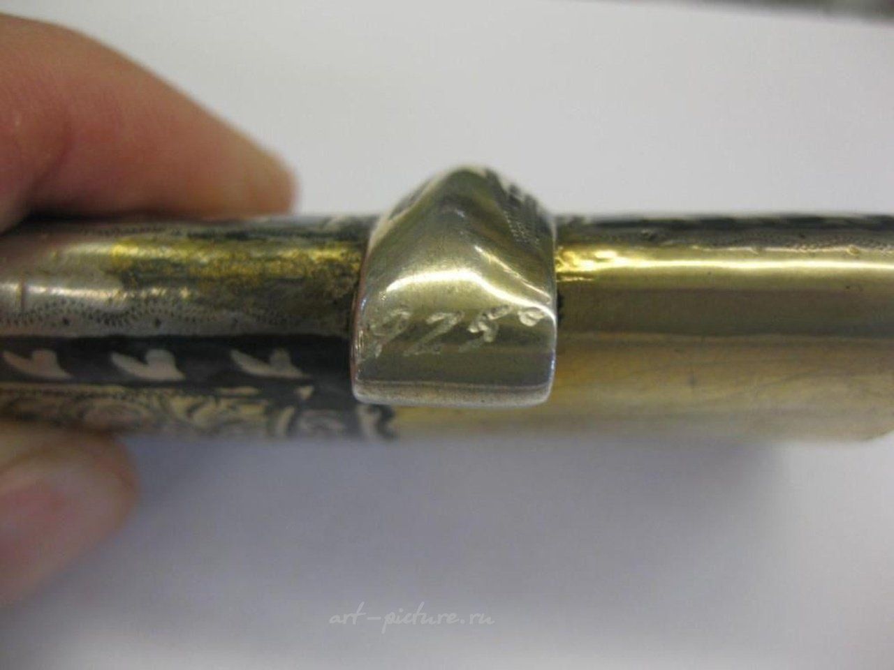 Русское серебро , Русский ниеллированный серебряный кавказский кинжал Уртаева 36 см