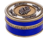 Императорская русская золоченая серебряная эмаль и бриллиантовая шкатулка