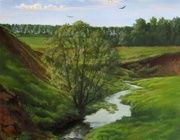 View of the river oil, canvas