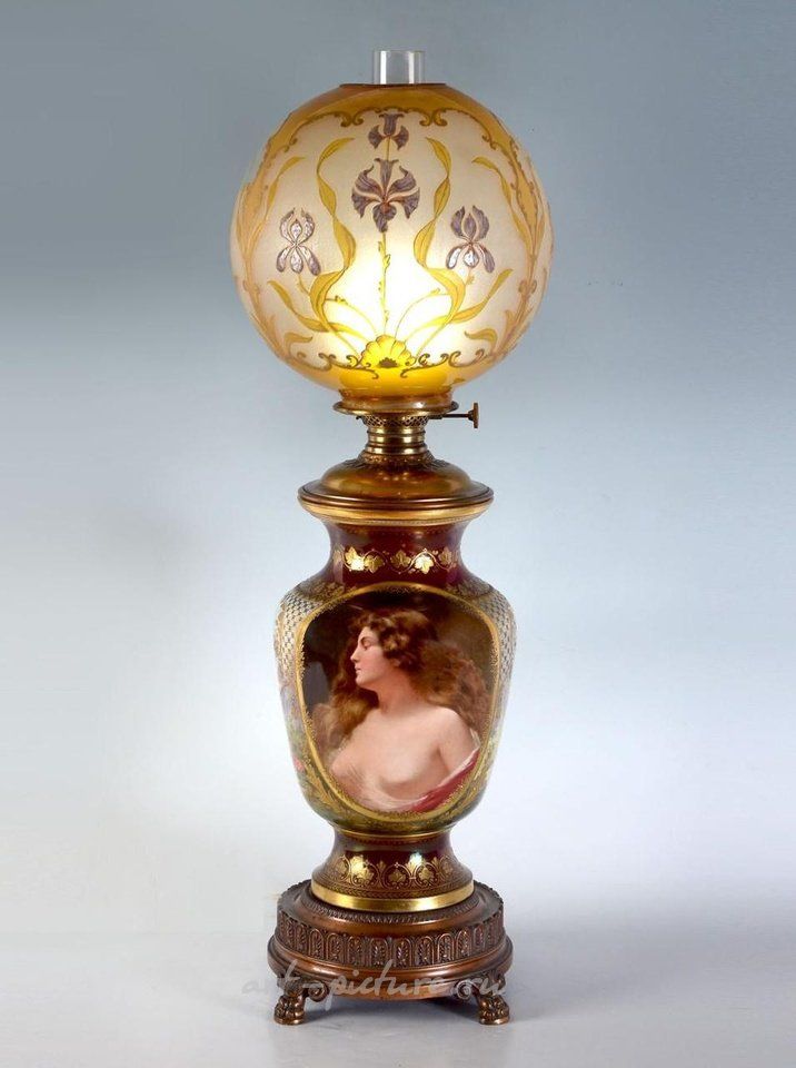 Royal Vienna Porcelain , SEMI NUDE FIGURAL CAST BRONZE LAMP