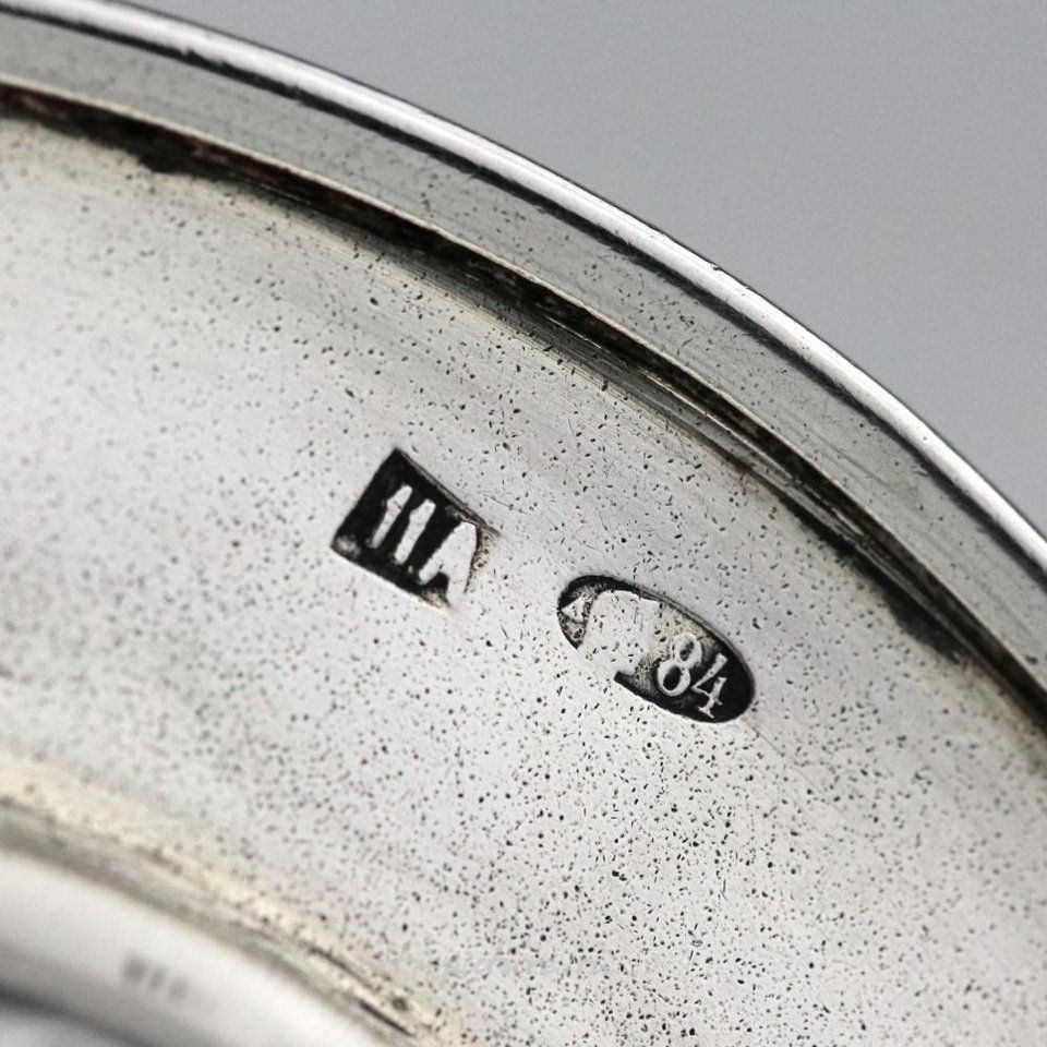 Русское серебро , Круглое русское серебряное ситечко с ручкой для заваривания