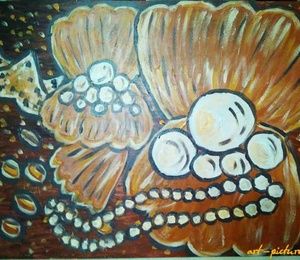 Pearl shells oil on chipboard