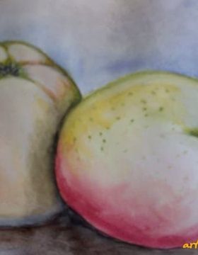 Belarusian apples of watercolor, paper