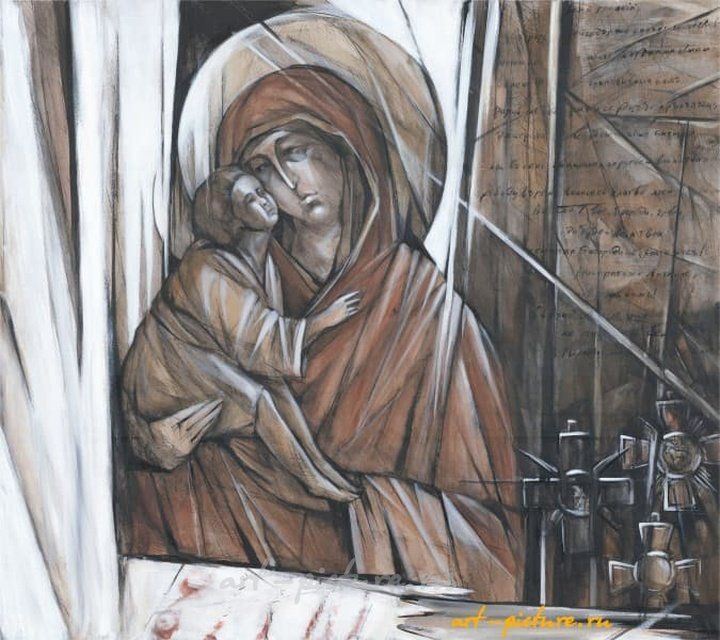 "Молитва казака" из серии картин  "Казачья Слава" акварель, тушь, белила, тонированная бумага 