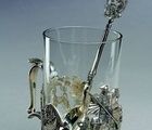 Silver cup holder George with a spoon of eagle workshop-studio "Interce"