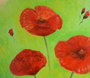 poppies-game with red canvas oil