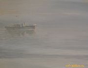 Fog on Lake Baikal canvas on cardboard, oil