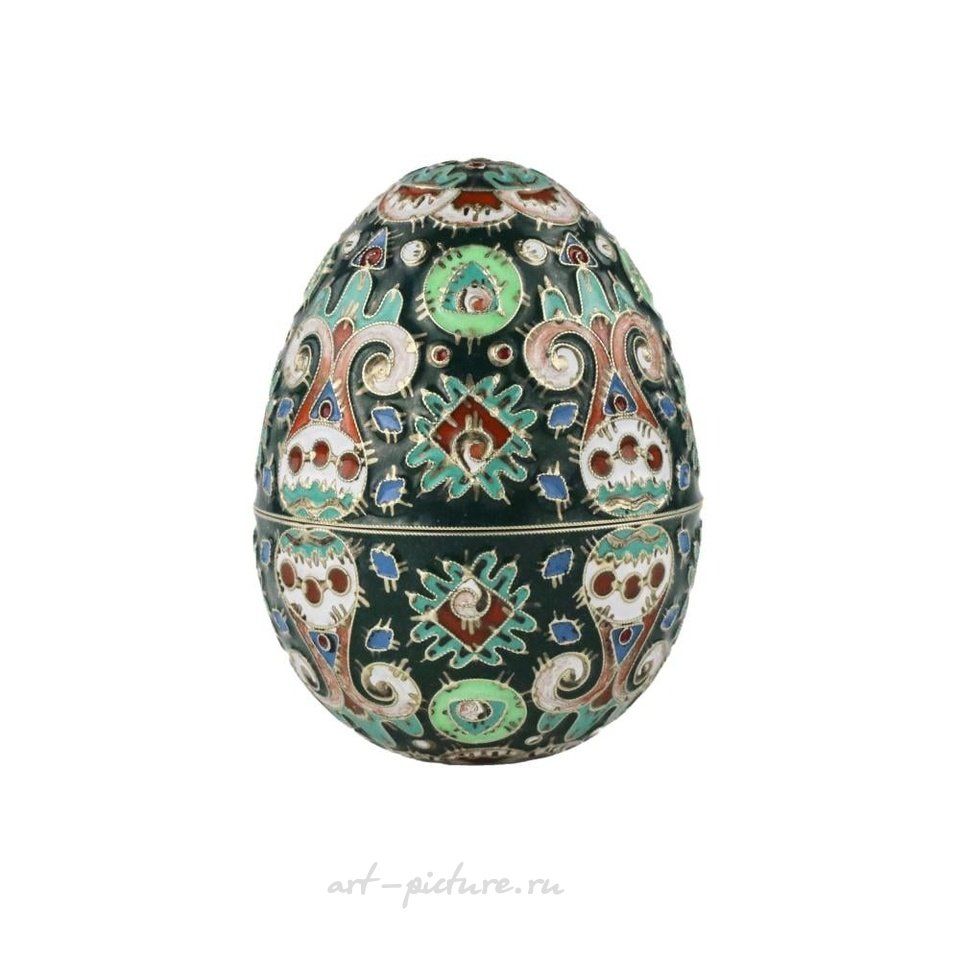Русское серебро , Декоративное серебряное пасхальное яйцо с эмалью