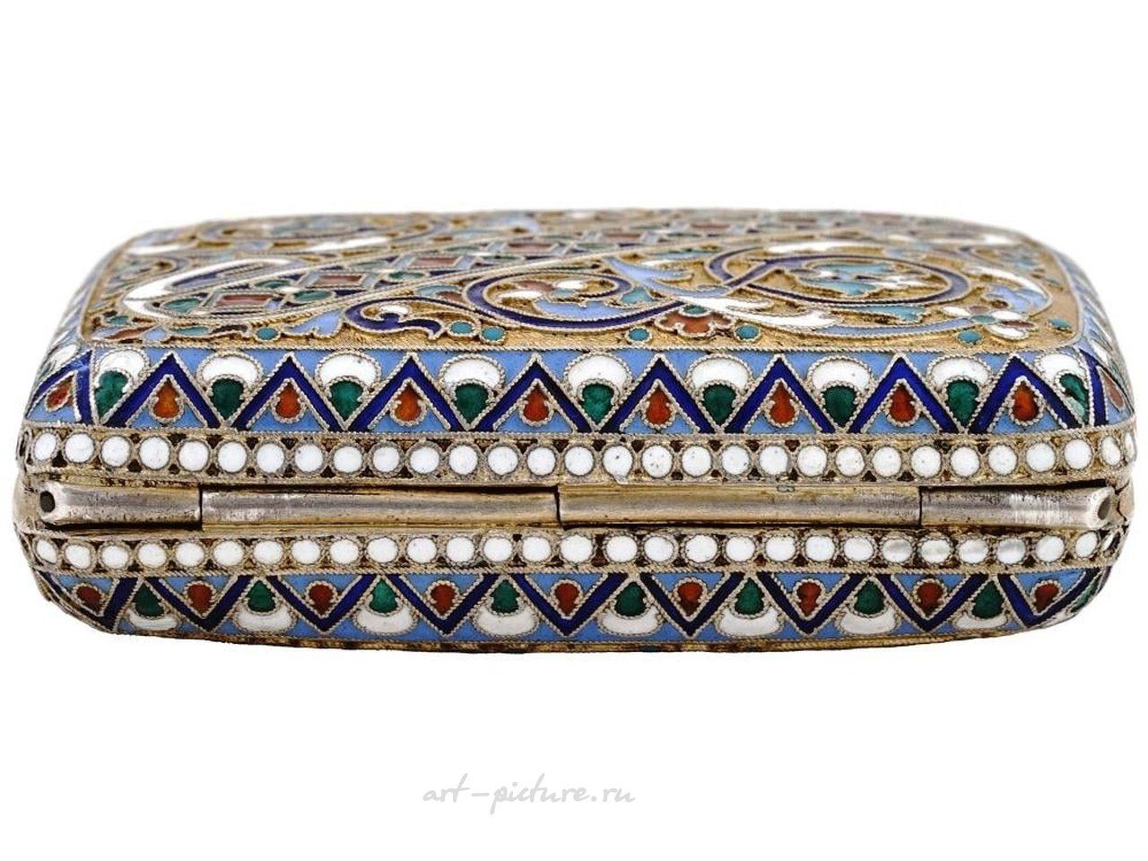 Russian silver , RUSSIAN SILVER CLOISONNE ENAMEL CIGARETTE CASE