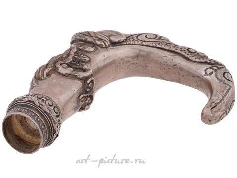 Russian silver, LARGE RUSSIAN SILVER CAST ARCHED CANE HANDLE