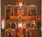 Икона с множественными частями, изображающая распятие Христа, ИМА