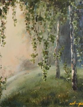 купить Утро туманное масло, холст 