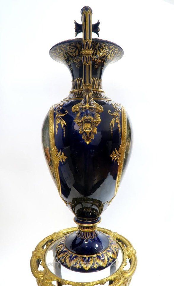 Royal Vienna Porcelain , 19th C. Monumental Royal Vienna Style Vase