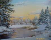 Frozen river oil, canvas