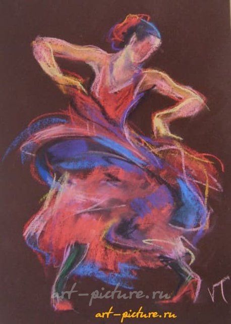 Испанский танец пастель,бумага