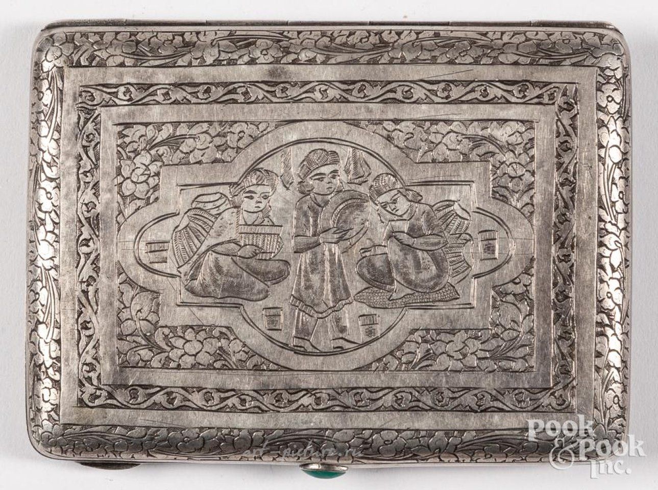 Russian silver , Russian silver gilt and niello cigarette case