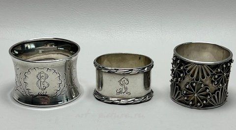 Русское серебро, Три русских серебряных кольца для салфеток