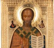 St. Nicholas of Myra depicted on a large and exquisite icon