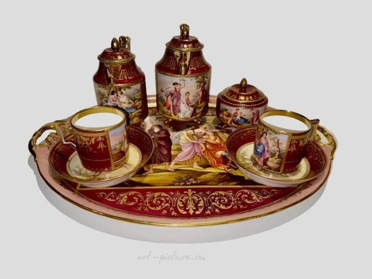 Royal Vienna Porcelain , 19TH C. ROYAL VIENNA TÃTE-Ã-TÃTE TEA SET