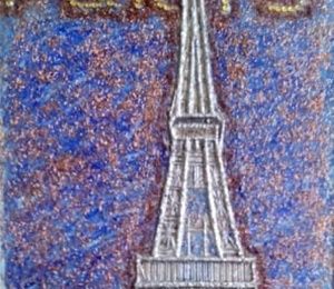 Eiffel Tower (unforgettable Paris).Author's technique, wire collage, wire, varnish, rhinestones, acrylic. Color, decor.