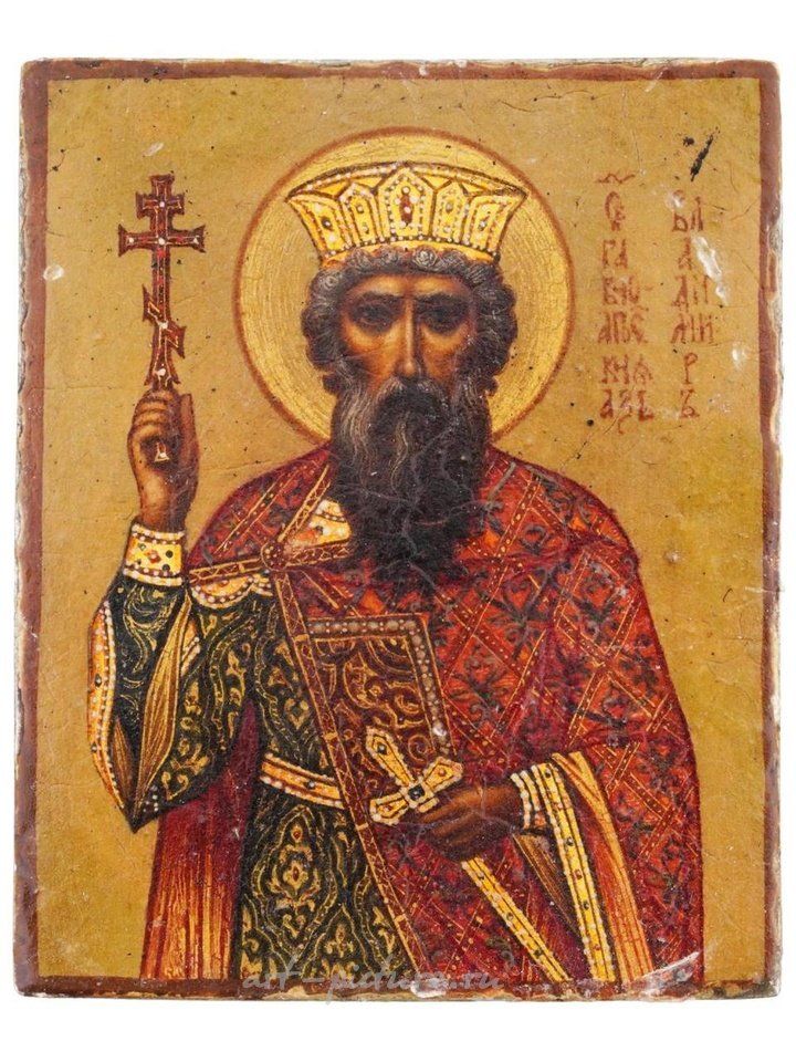 Русское серебро , Антикварная русская православная икона святого Владимира